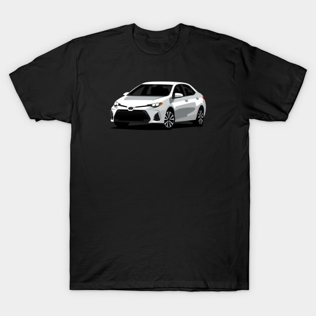 White Toyota Corolla T-Shirt by TheArchitectsGarage